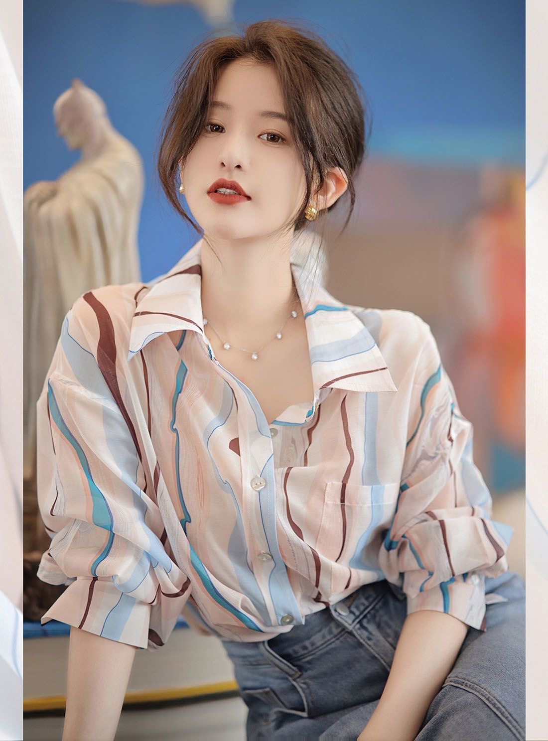 女裝法式輕奢襯衫 | 春夏季新款 Polo 領單排扣時尚氣質潮上衣