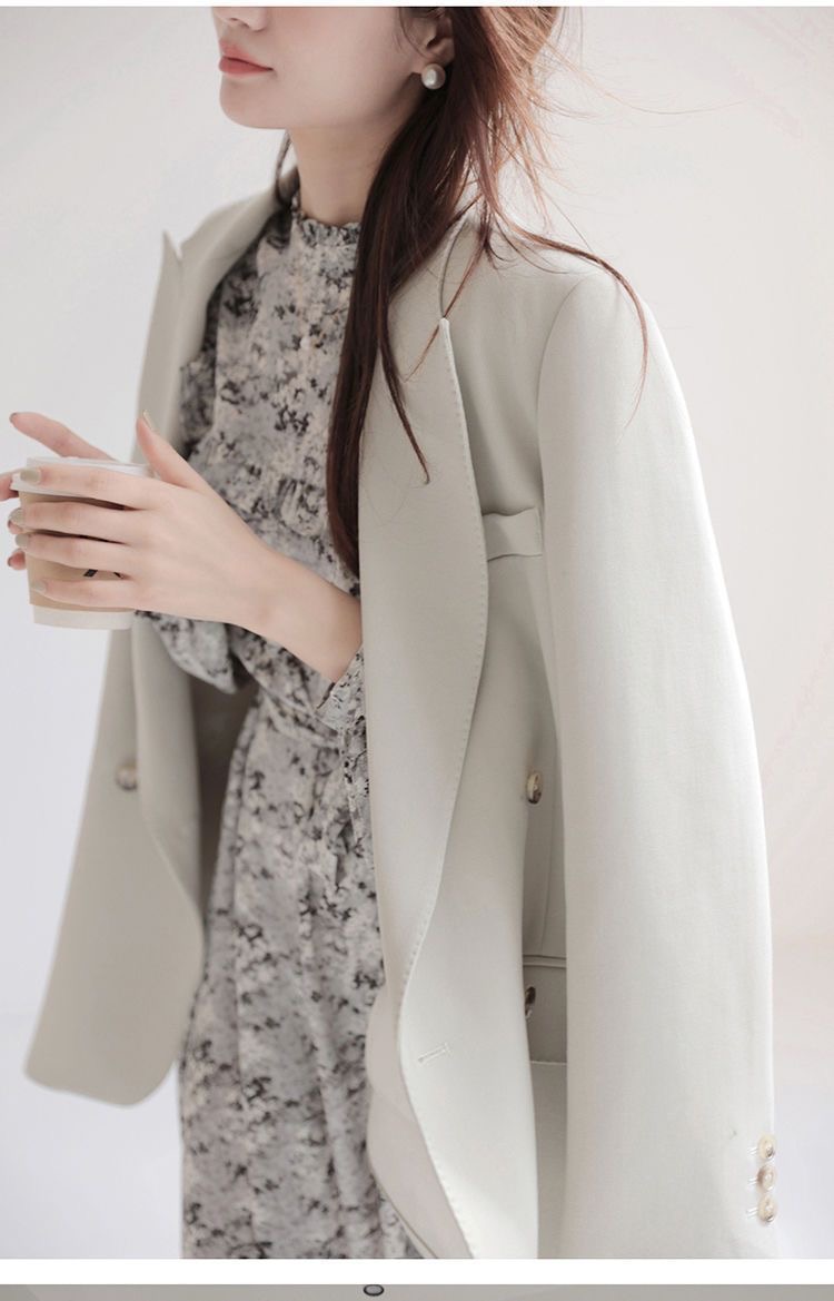 秋季新款木耳泡泡袖連身裙 | 洋氣水墨塗鴉長袖氣質長裙