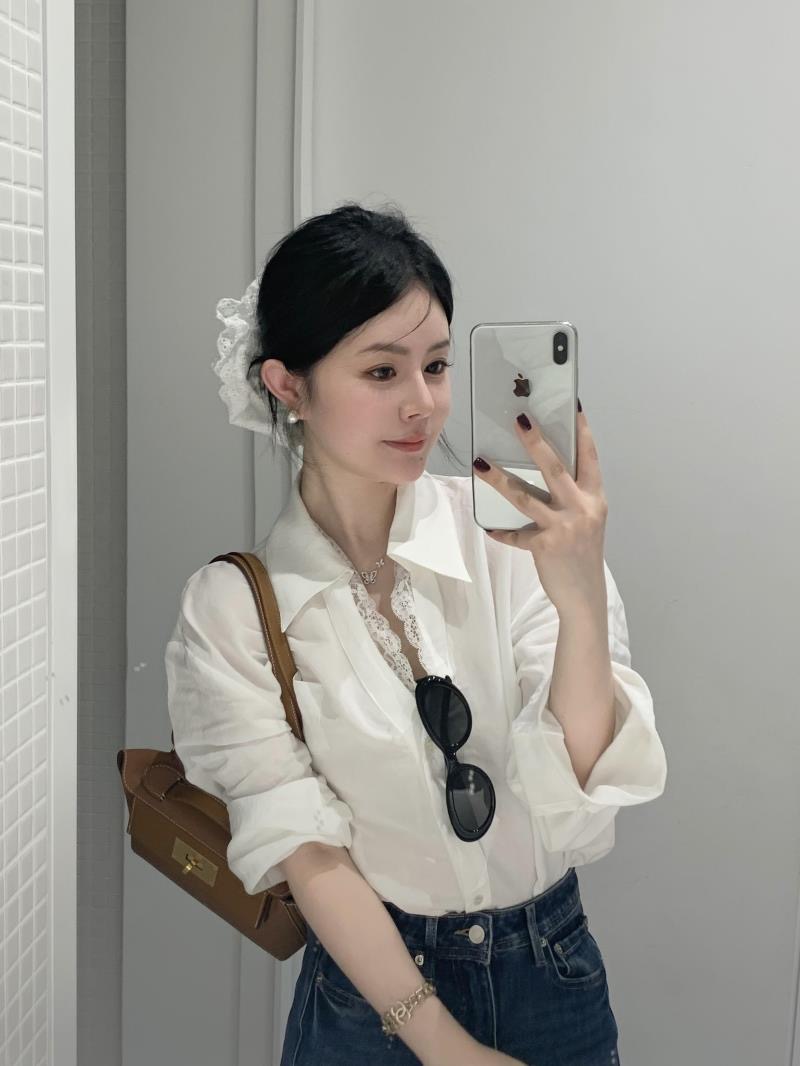 白色蕾絲拼接襯衫 | 法式休閒寬鬆款 | 小眾設計感百搭襯衣上衣