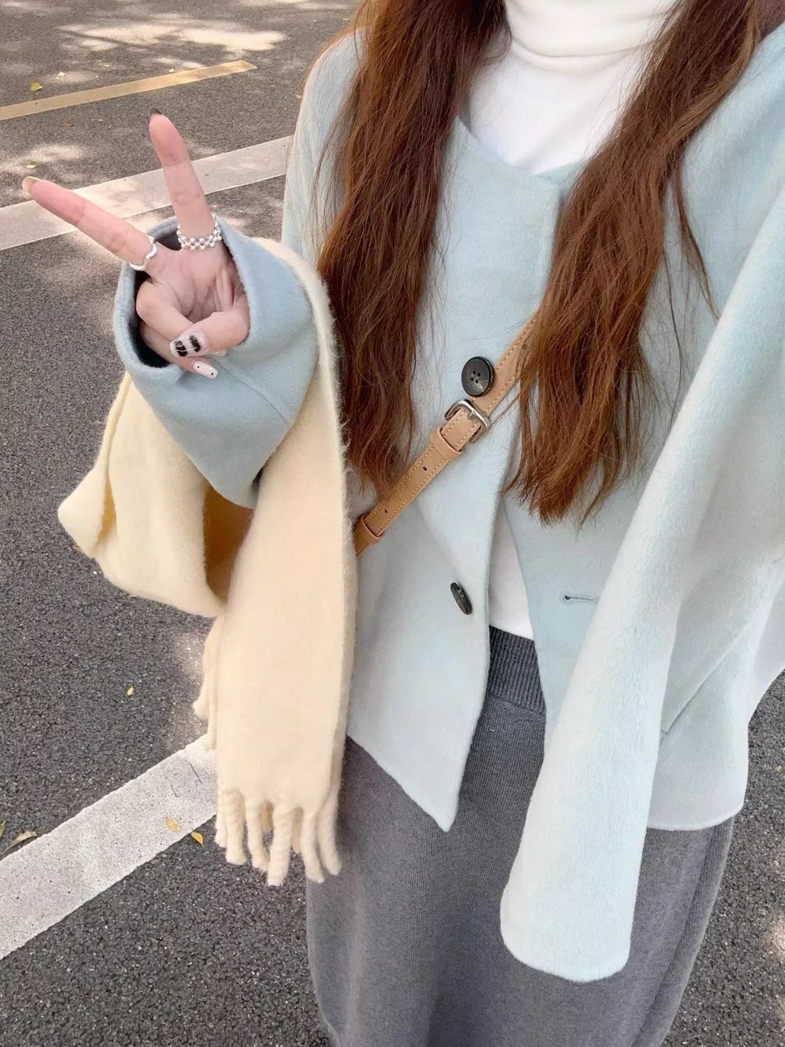 韓劇穿搭兩件式套裝 | 溫柔小香風毛呢短外套 + 半身裙 | 秋冬洋氣時尚高級感