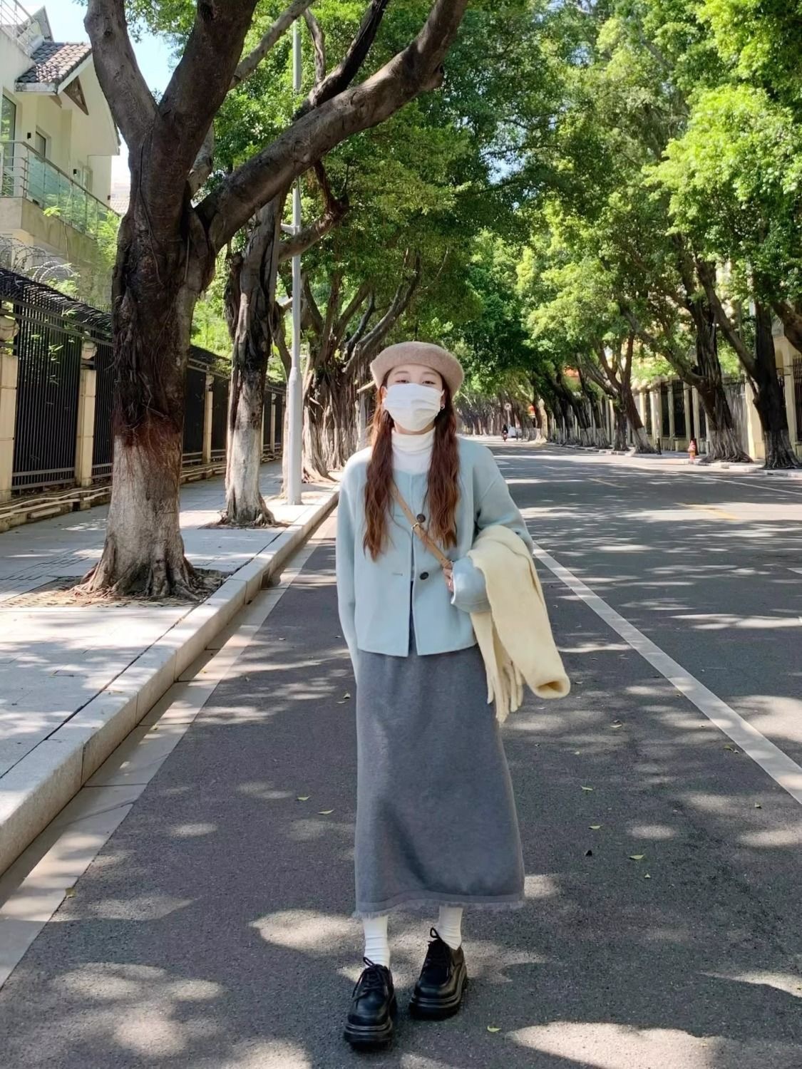 韓劇穿搭兩件式套裝 | 溫柔小香風毛呢短外套 + 半身裙 | 秋冬洋氣時尚高級感