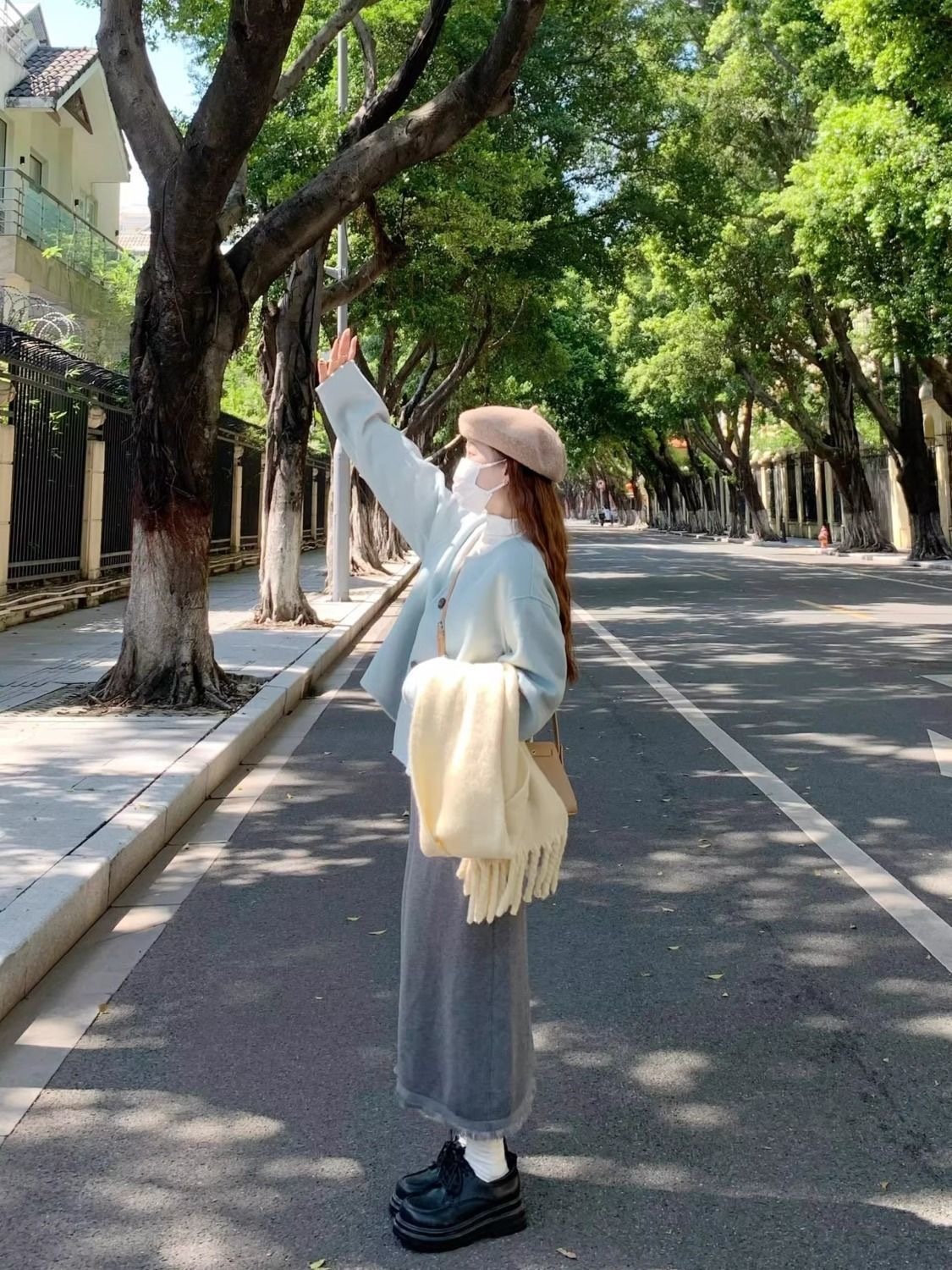 韓劇穿搭兩件式套裝 | 溫柔小香風毛呢短外套 + 半身裙 | 秋冬洋氣時尚高級感