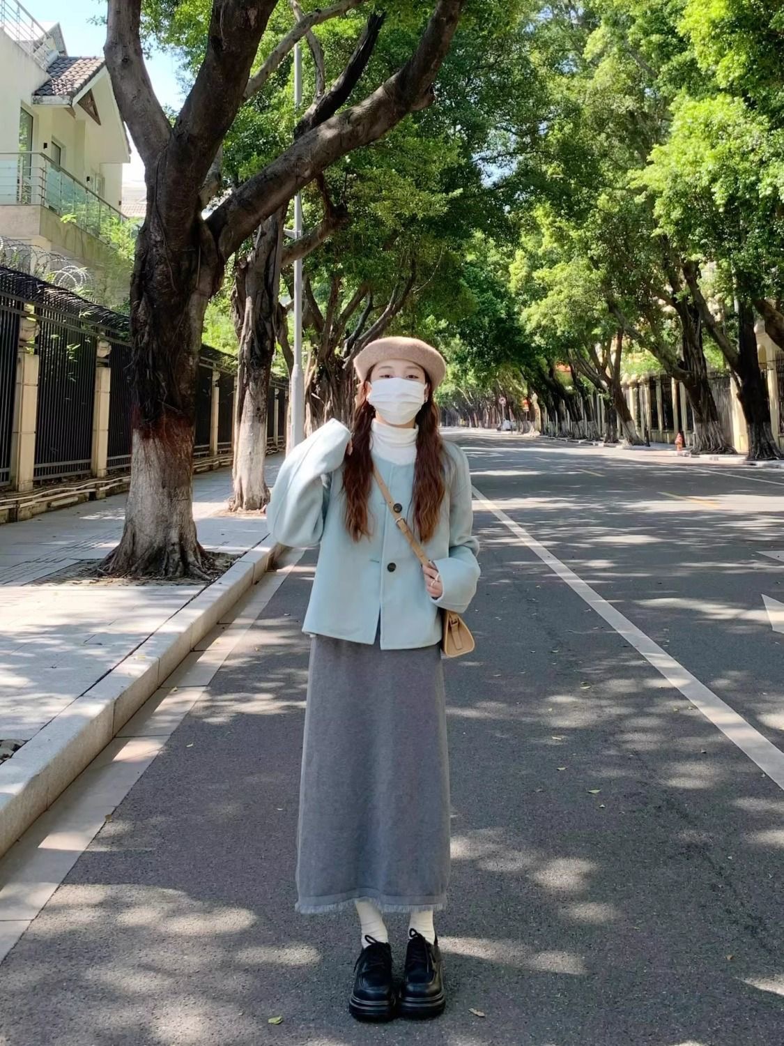 韓劇穿搭兩件式套裝 | 溫柔小香風毛呢短外套 + 半身裙 | 秋冬洋氣時尚高級感