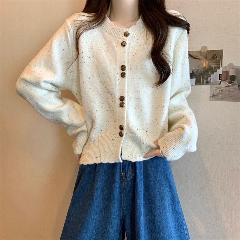 小香風圓領針織開衫女 | 春秋新款洋氣短款 | 秋冬長袖毛線衣外套