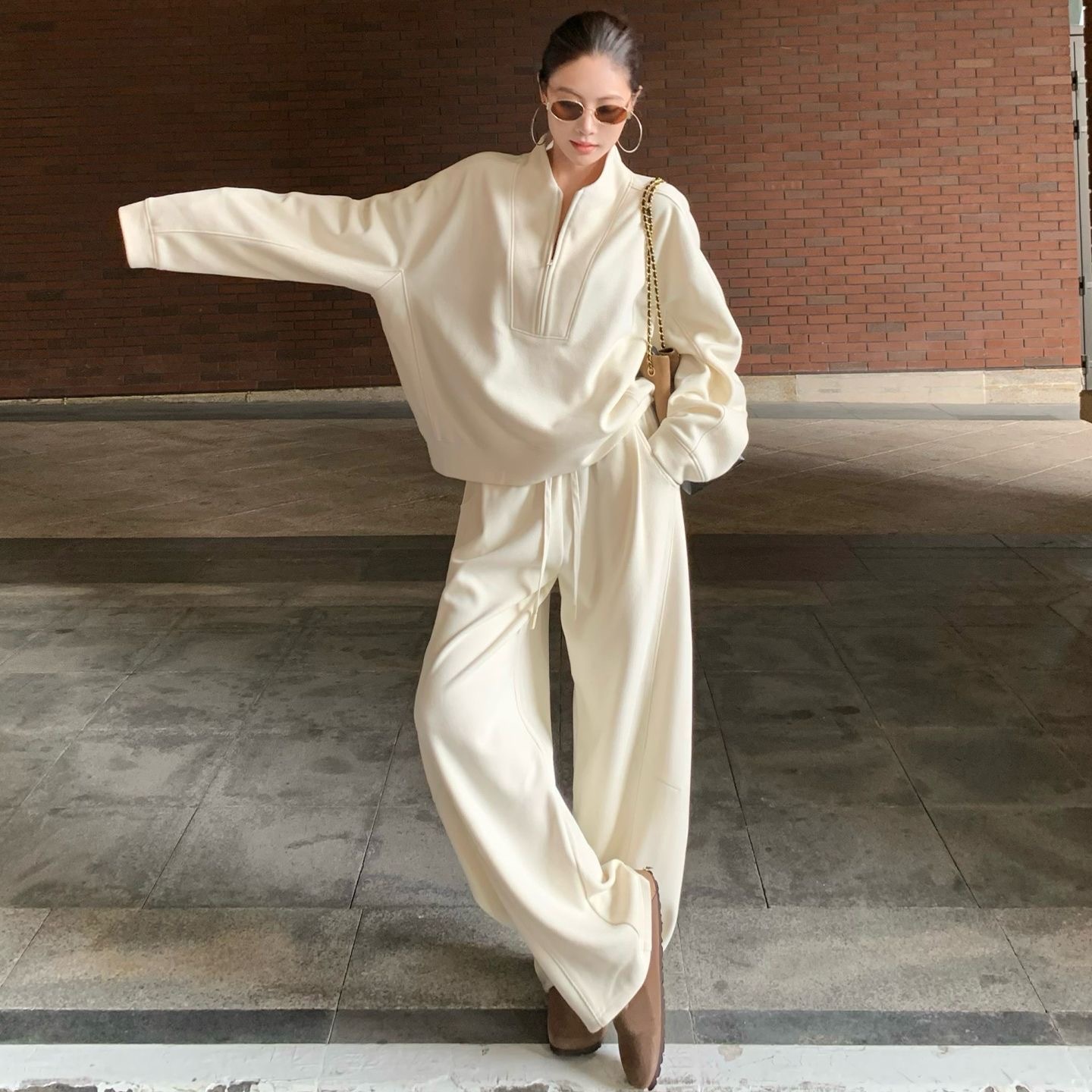 秋冬老錢風套裝｜衛衣 + 闊腿褲兩件組 | 高級感直接拉滿✨