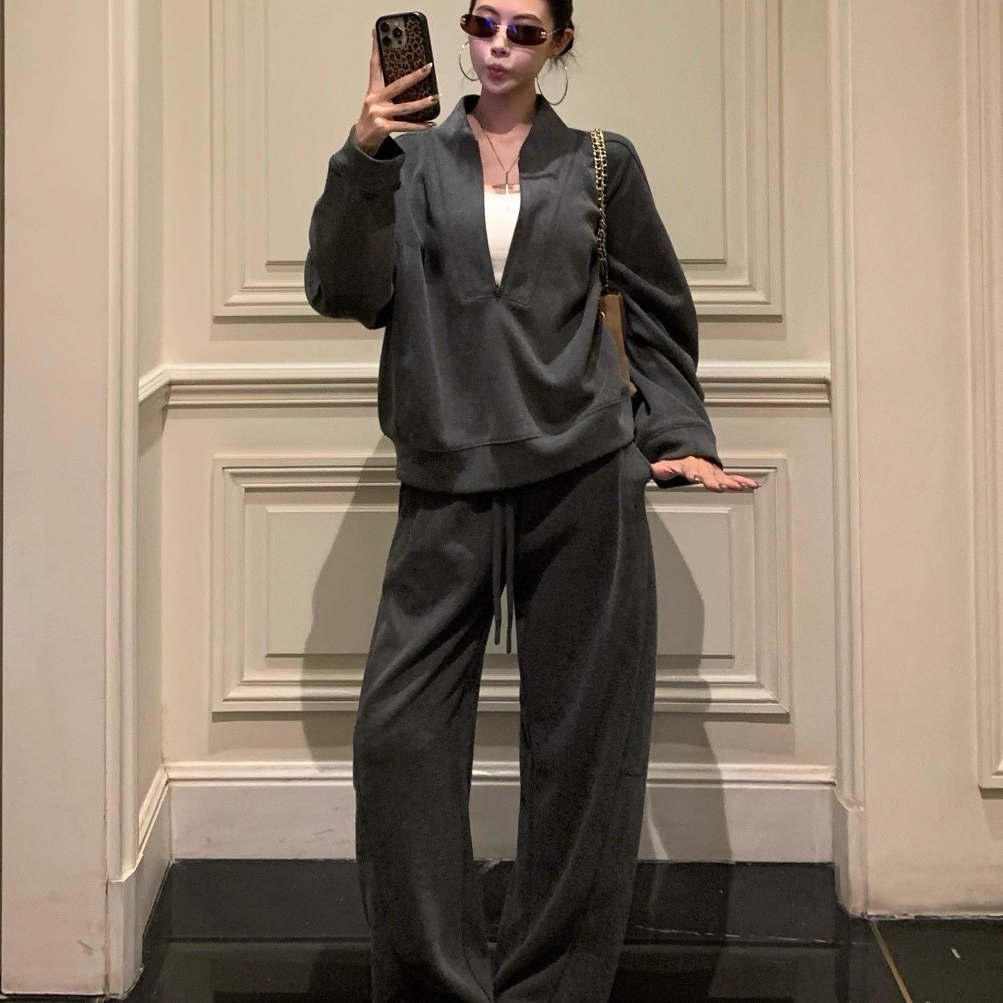 秋冬老錢風套裝｜衛衣 + 闊腿褲兩件組 | 高級感直接拉滿✨