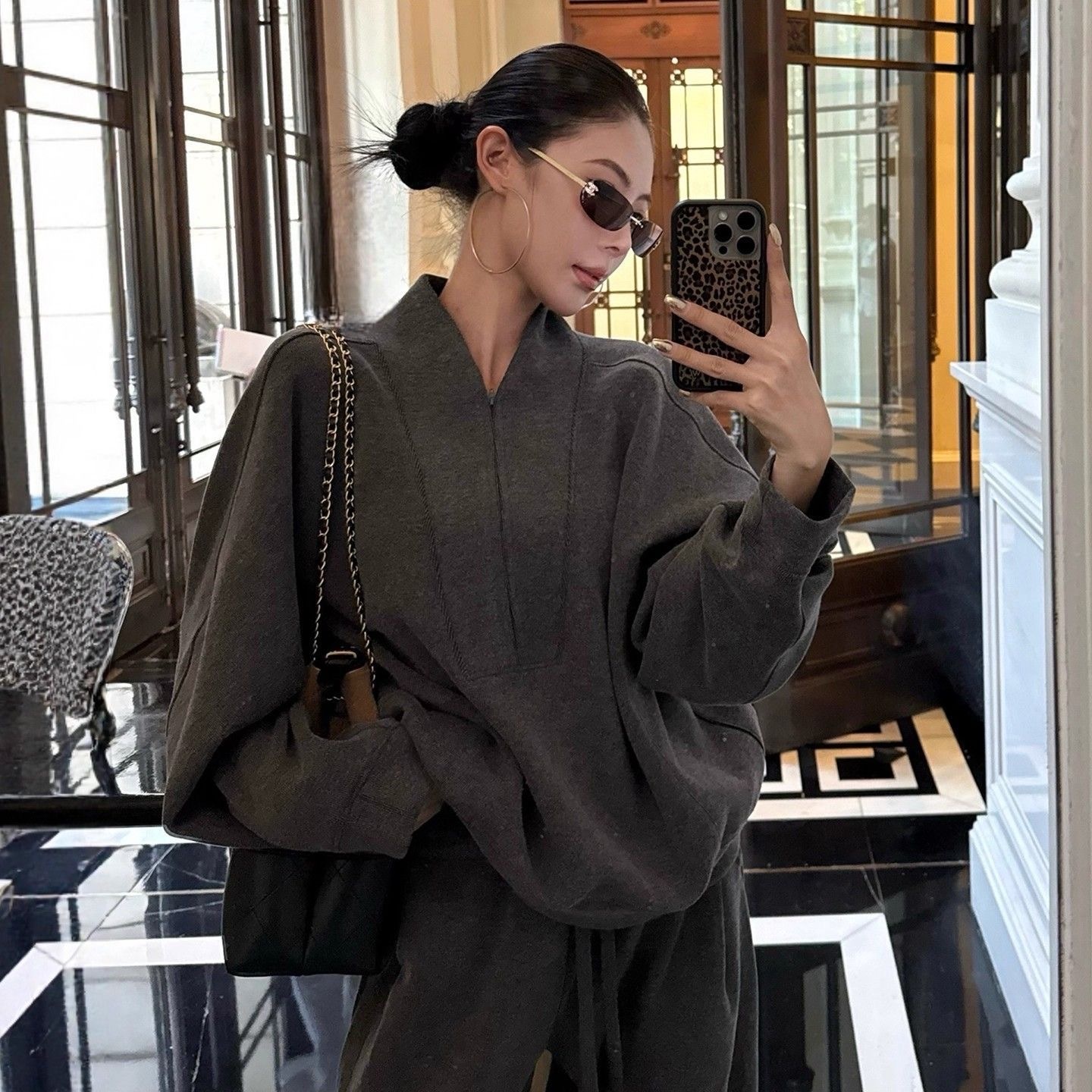 秋冬老錢風套裝｜衛衣 + 闊腿褲兩件組 | 高級感直接拉滿✨