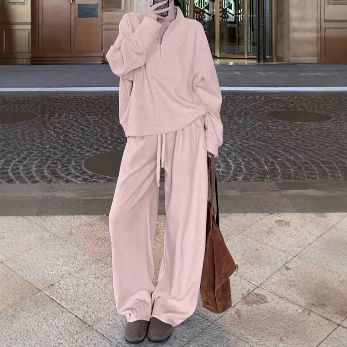 秋冬老錢風套裝｜衛衣 + 闊腿褲兩件組 | 高級感直接拉滿✨