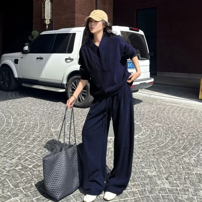 秋冬老錢風套裝｜衛衣 + 闊腿褲兩件組 | 高級感直接拉滿✨