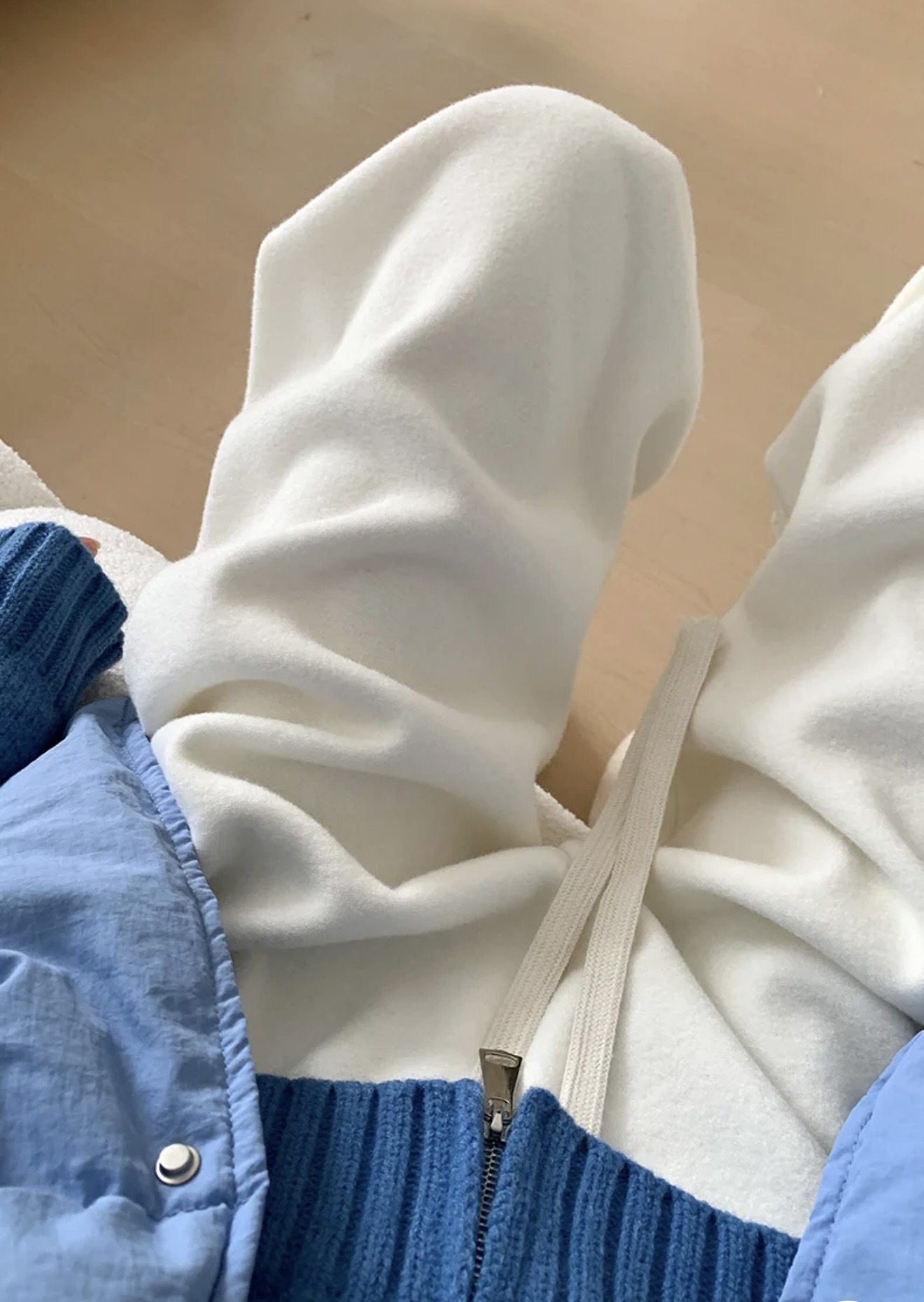 秋冬新款｜高腰垂墜感加厚加絨白色軟糯米褲