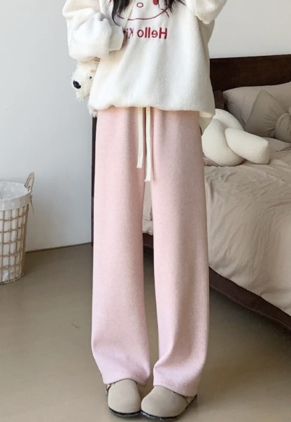 秋冬新款｜高腰垂墜感加厚加絨白色軟糯米褲