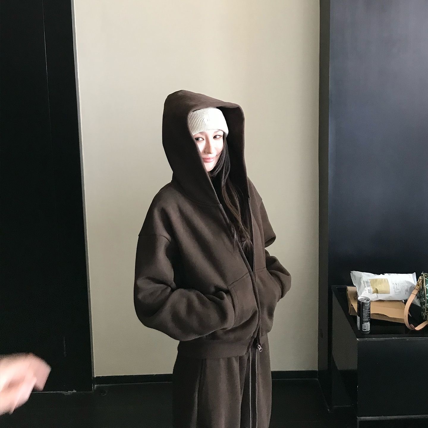 2025 新款｜韓系辣妹連帽套裝 修身顯瘦加絨拉毛休閒衛衣褲