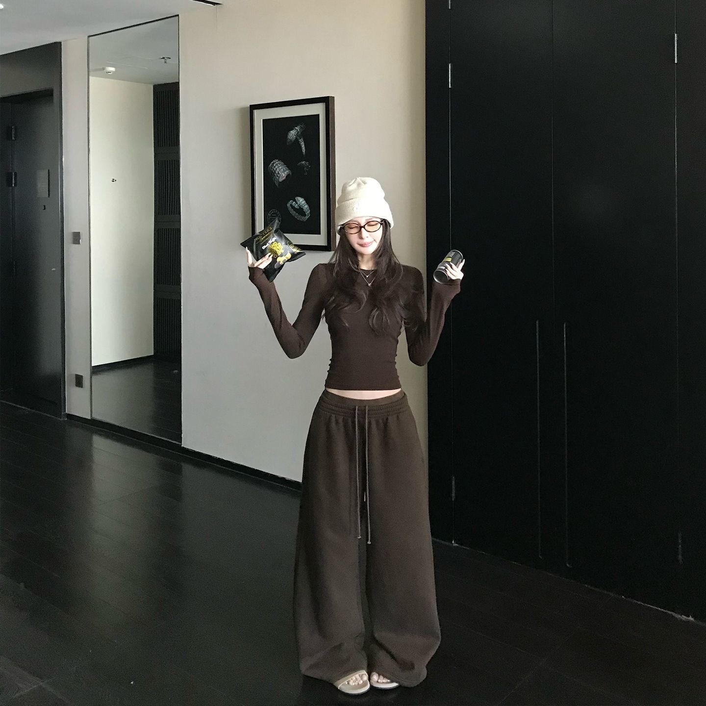 2025 新款｜韓系辣妹連帽套裝 修身顯瘦加絨拉毛休閒衛衣褲