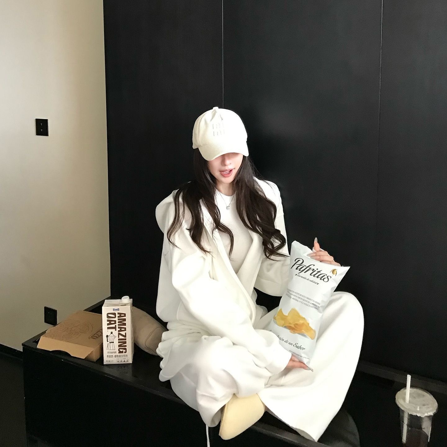 2025 新款｜韓系辣妹連帽套裝 修身顯瘦加絨拉毛休閒衛衣褲