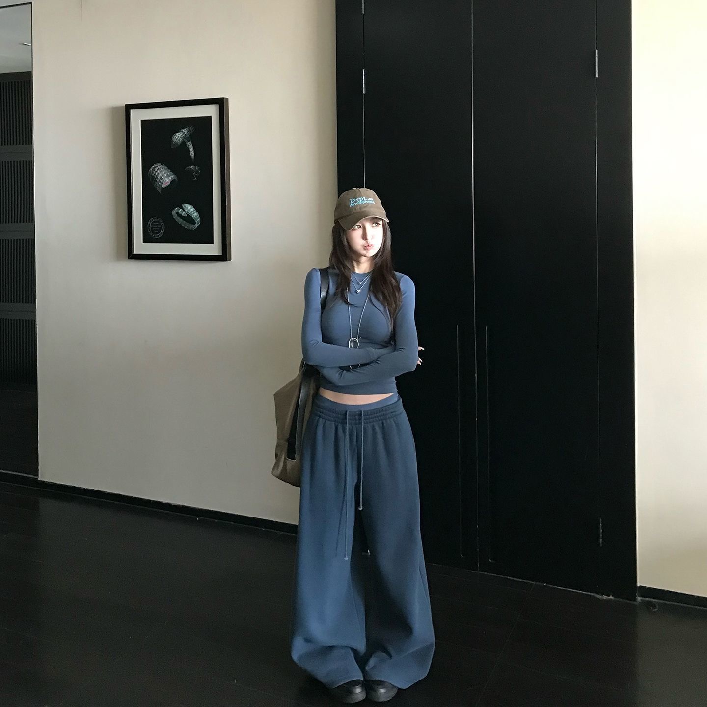 2025 新款｜韓系辣妹連帽套裝 修身顯瘦加絨拉毛休閒衛衣褲