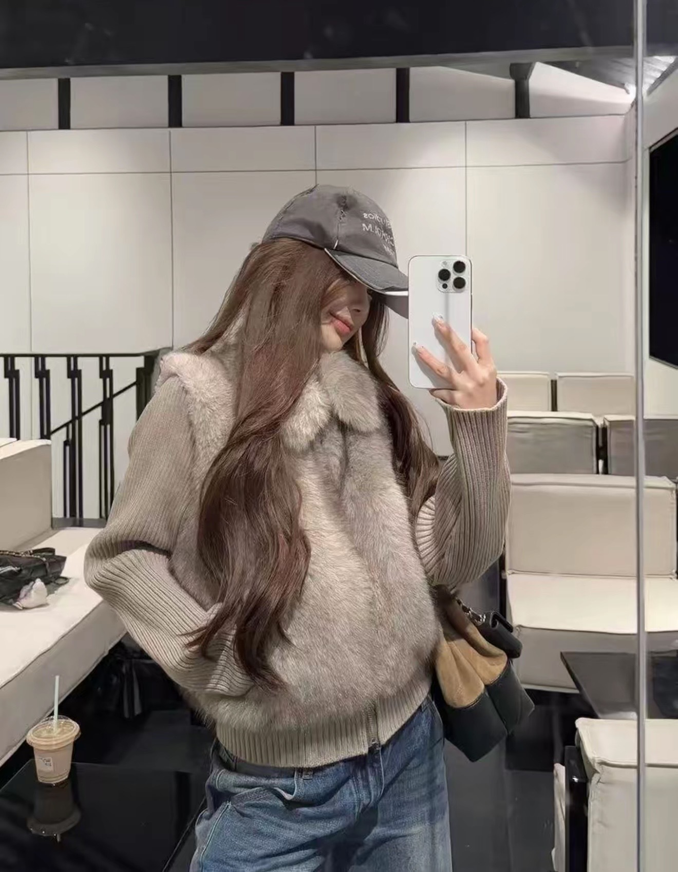 「毛絨暖暖」 秋冬新品 女款時髦洋氣針織拼接兩穿百搭毛毛外套