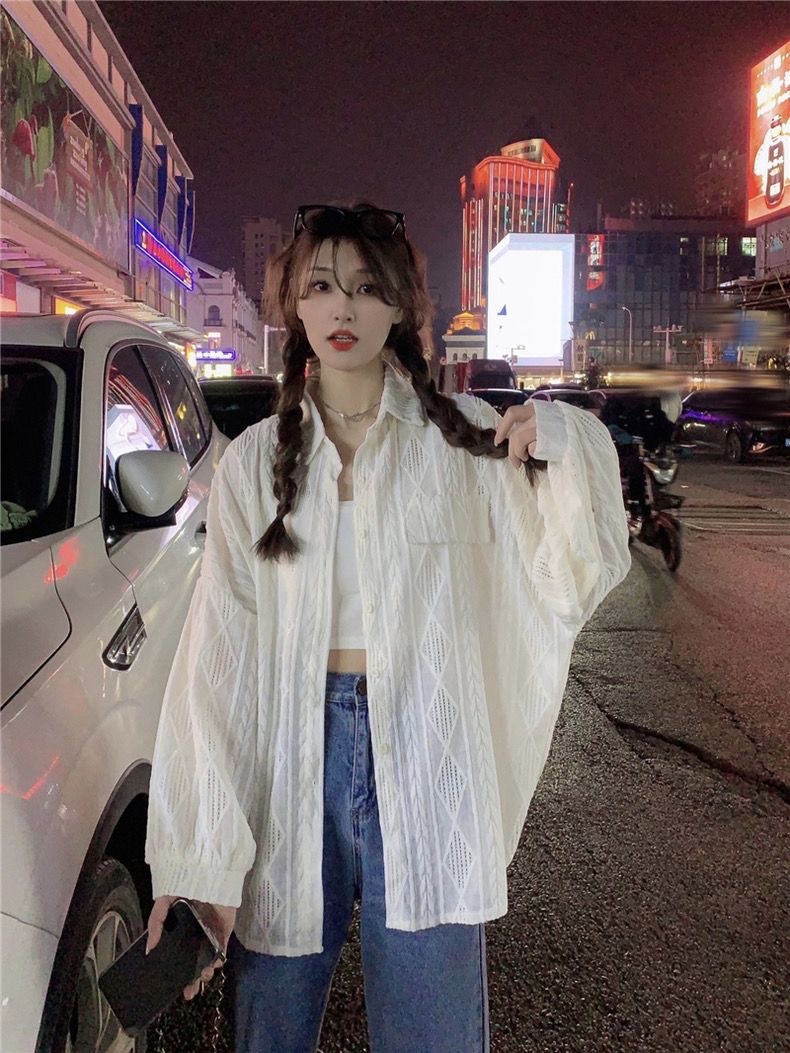 春季新款｜休閒鉤花鏤空襯衫 設計感小眾顯瘦白色上衣