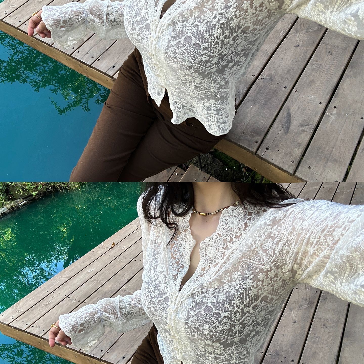 法式蕾絲開衫內 | 夏季襯衫罩衫 | 獨特絕美上衣小衫