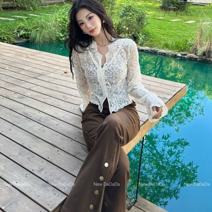 法式蕾絲開衫內 | 夏季襯衫罩衫 | 獨特絕美上衣小衫