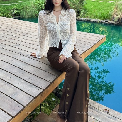 法式蕾絲開衫內 | 夏季襯衫罩衫 | 獨特絕美上衣小衫