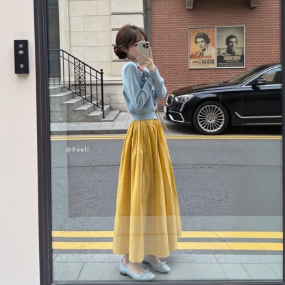 2026 初春穿搭一整套｜超火獨特絕美假兩件針織開衫 + 半身裙套裝