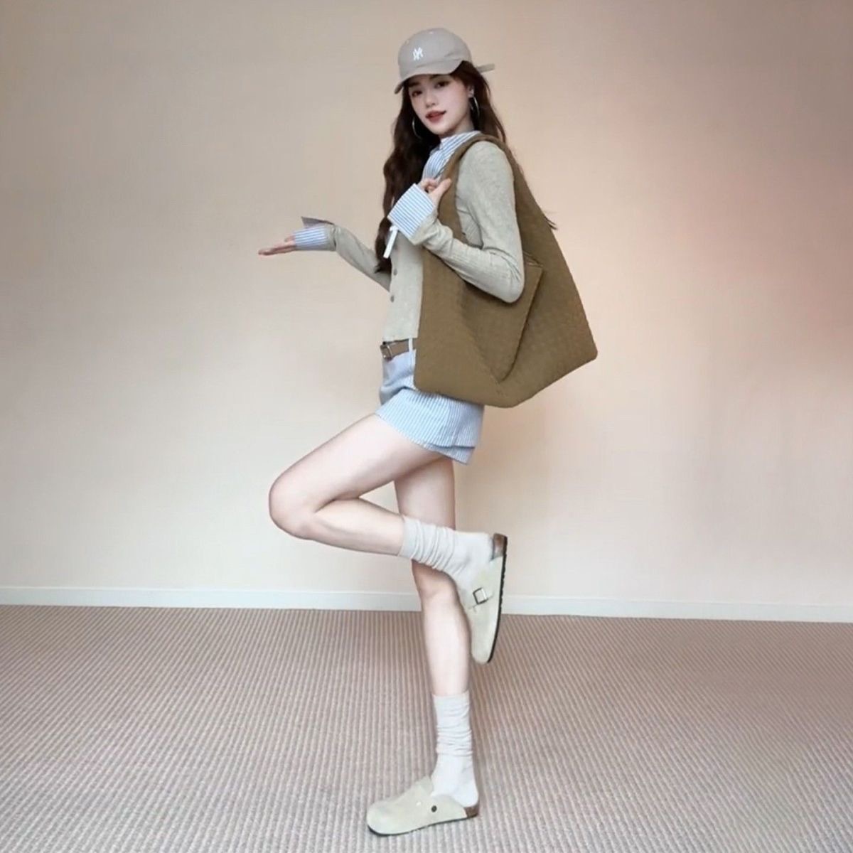 韓系超好看穿搭一整套 | 新款假兩件襯衫洋裝 | 早春短裙套裝