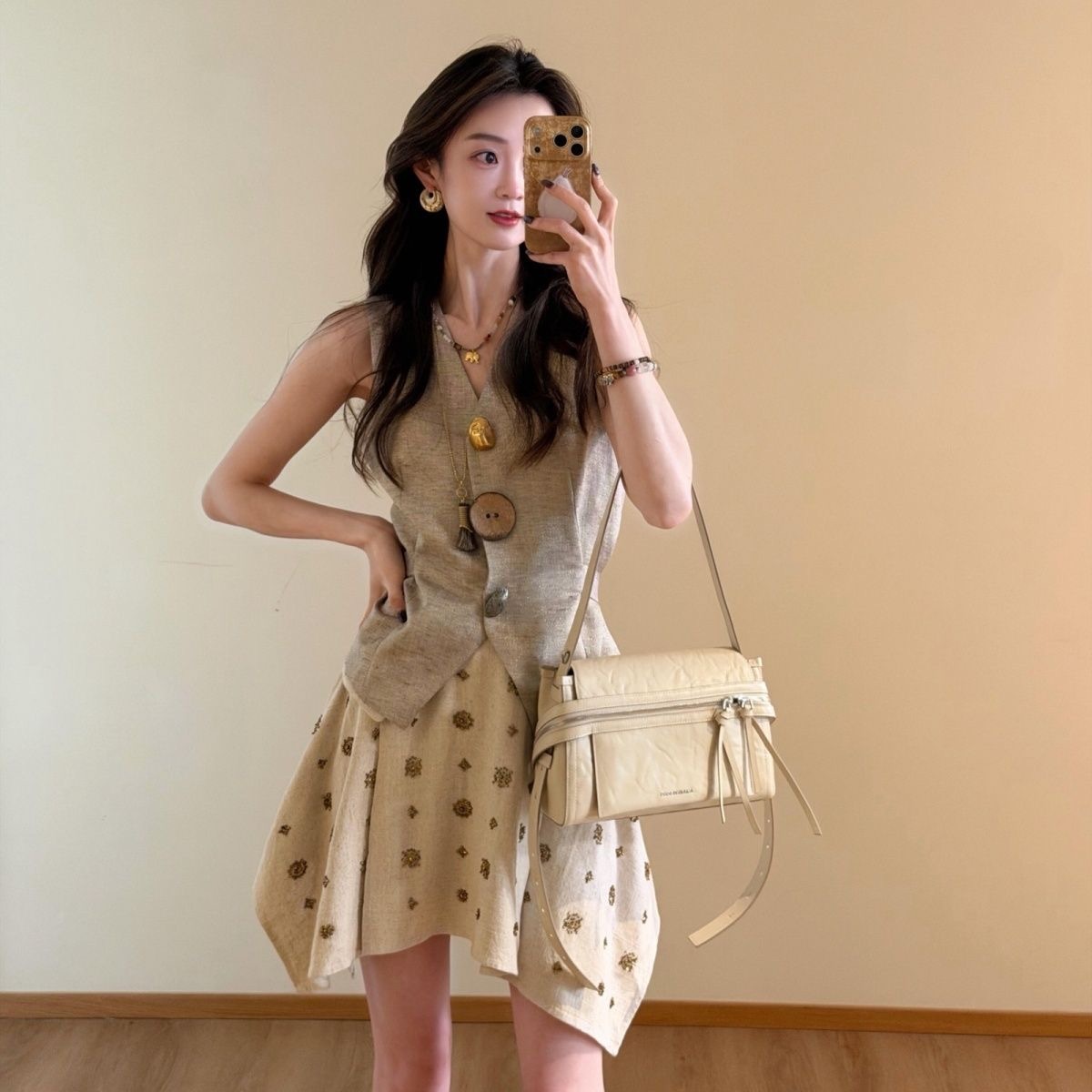 夏季穿搭一整套女裝 | 氣質高級感時尚洋氣灰色馬甲半身裙套裝