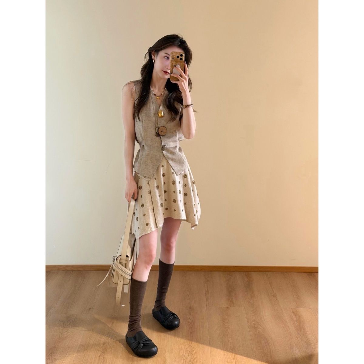 夏季穿搭一整套女裝 | 氣質高級感時尚洋氣灰色馬甲半身裙套裝