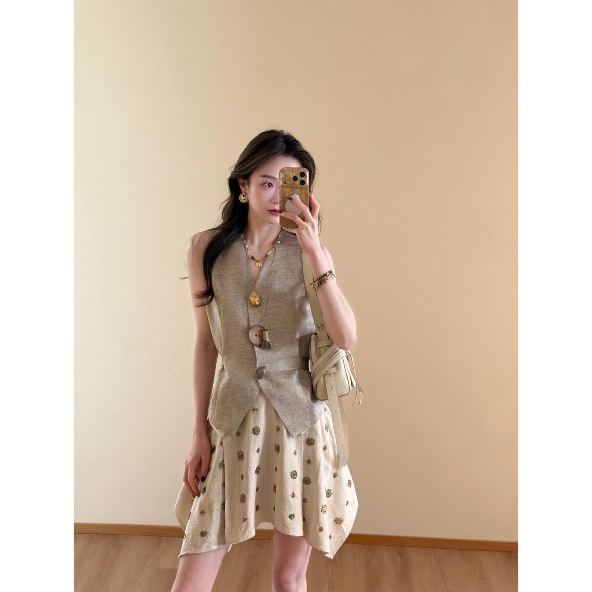 夏季穿搭一整套女裝 | 氣質高級感時尚洋氣灰色馬甲半身裙套裝