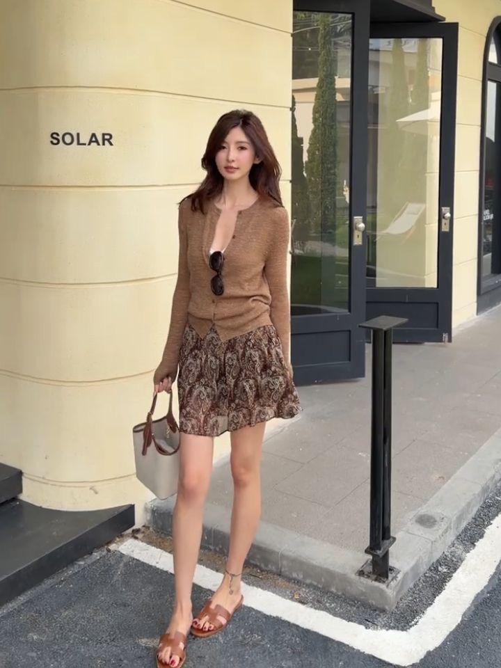早春新品 | 港風復古休閒針織外套 文藝碎花短褲裙