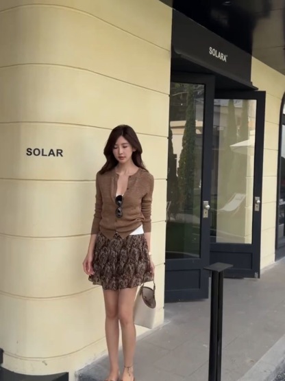 早春新品 | 港風復古休閒針織外套 文藝碎花短褲裙