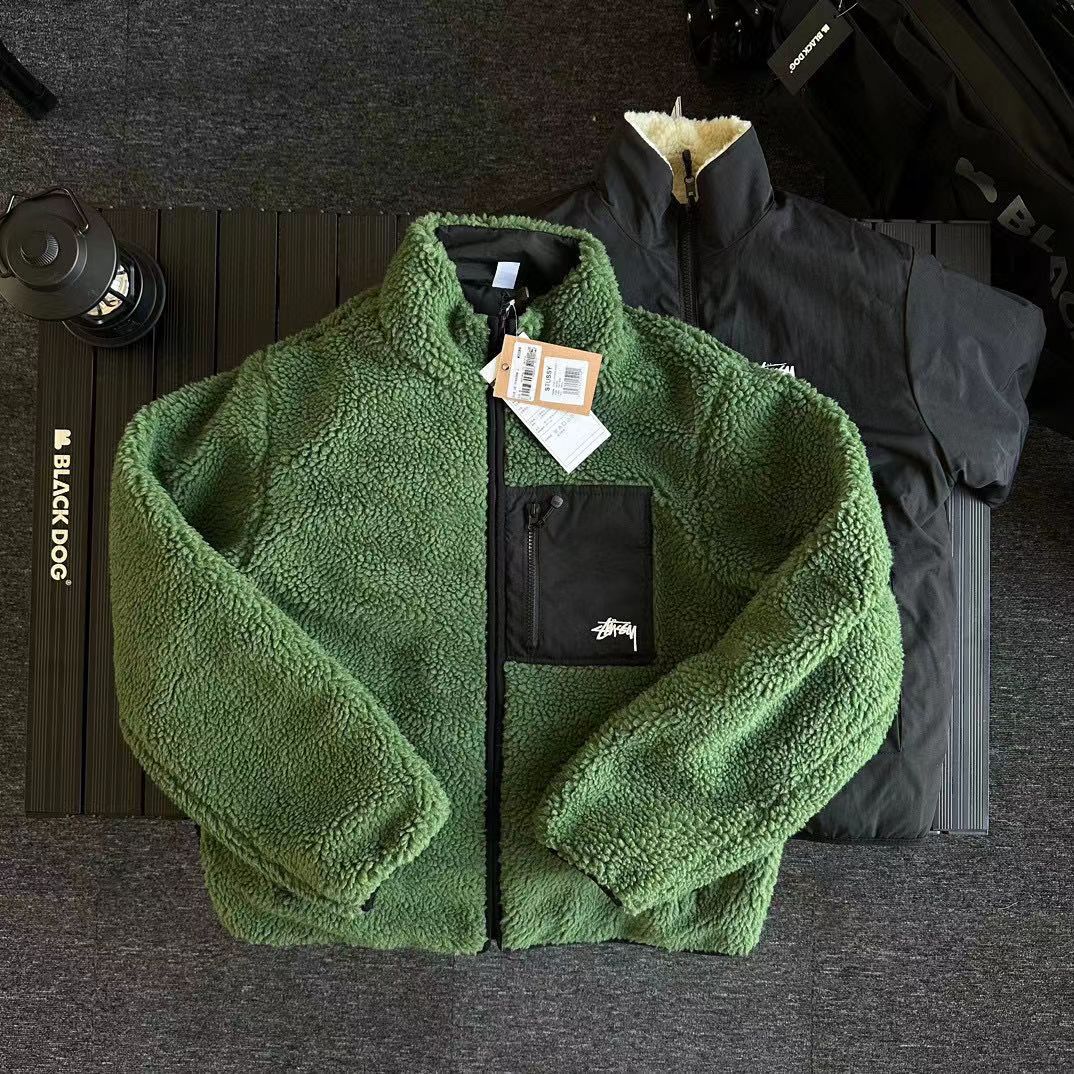 ステューシー Stussy ジャケット アウター 厚手 ボア 両面着用