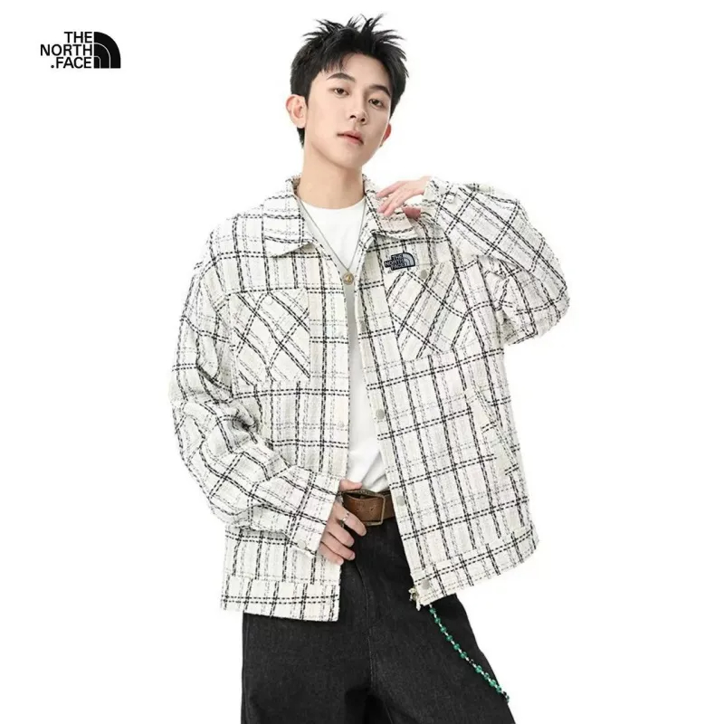 The North Face ザ・ノース・フェイス海外版25ss 新作ツーカラーヘビーワークウェアウォッシュドスモールシャネルチェックシャツジャケット ブラック ホワイト