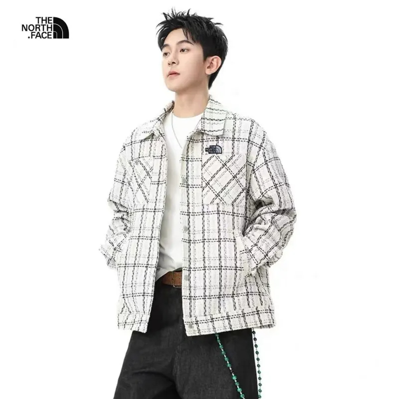 The North Face ザ・ノース・フェイス海外版25ss 新作ツーカラーヘビーワークウェアウォッシュドスモールシャネルチェックシャツジャケット ブラック ホワイト