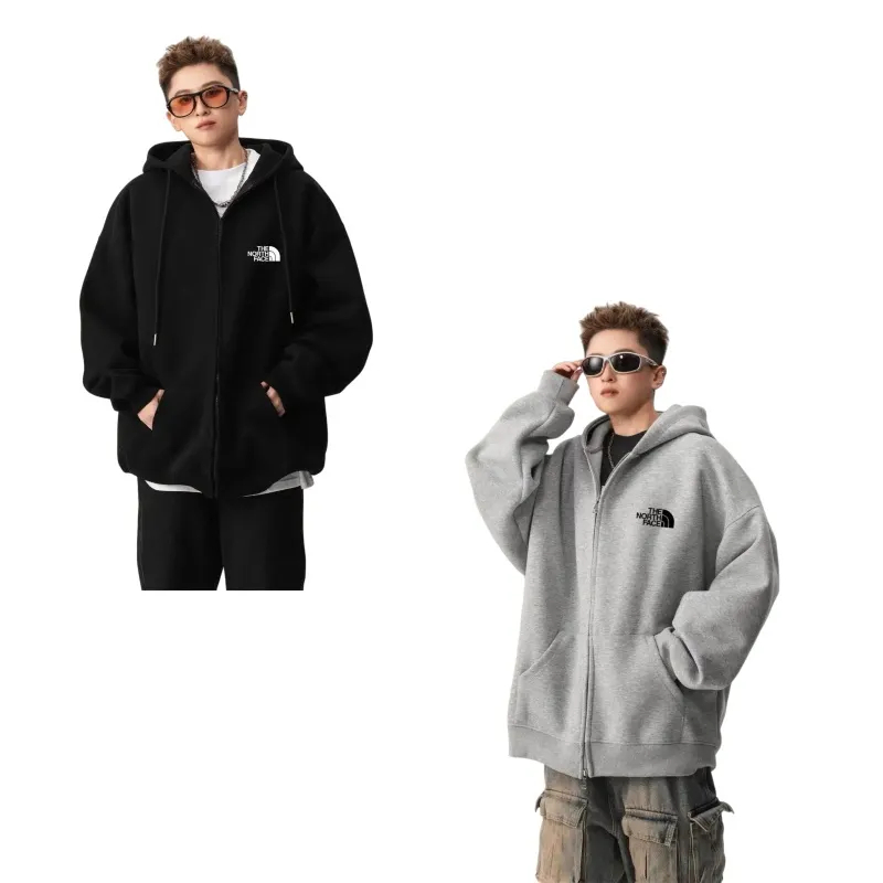 The North Face ザ・ノース・フェイスの万能ドロップショルダーワイドスウェットシャツフード付きチャイニーズコットンカーディガンジャケット