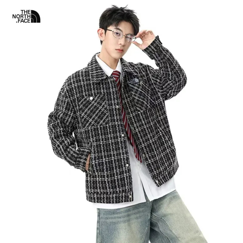The North Face ザ・ノース・フェイス海外版25ss 新作ツーカラーヘビーワークウェアウォッシュドスモールシャネルチェックシャツジャケット ブラック ホワイト