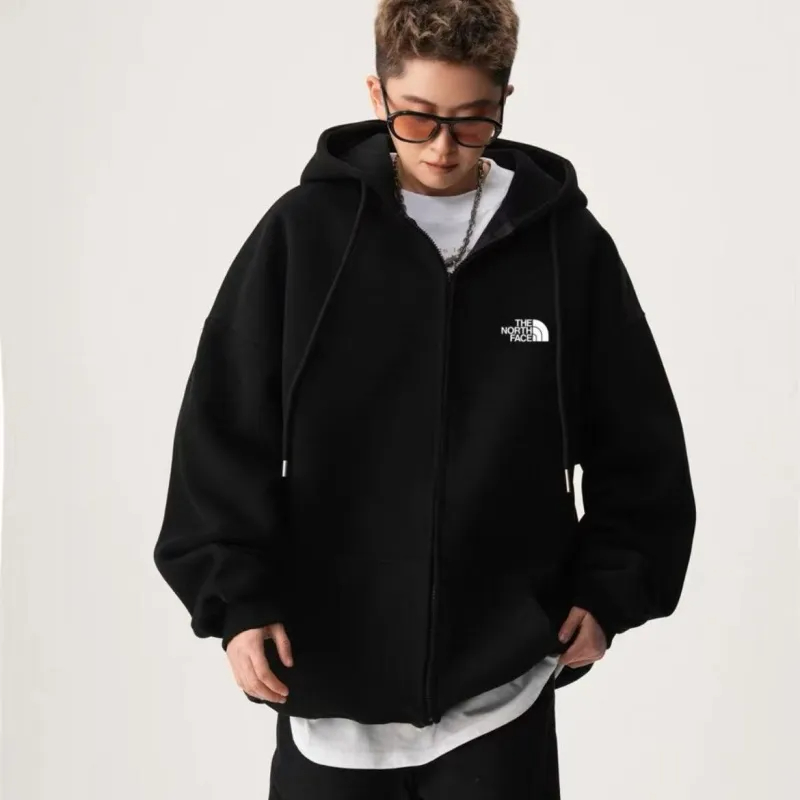 The North Face ザ・ノース・フェイスの万能ドロップショルダーワイドスウェットシャツフード付きチャイニーズコットンカーディガンジャケット