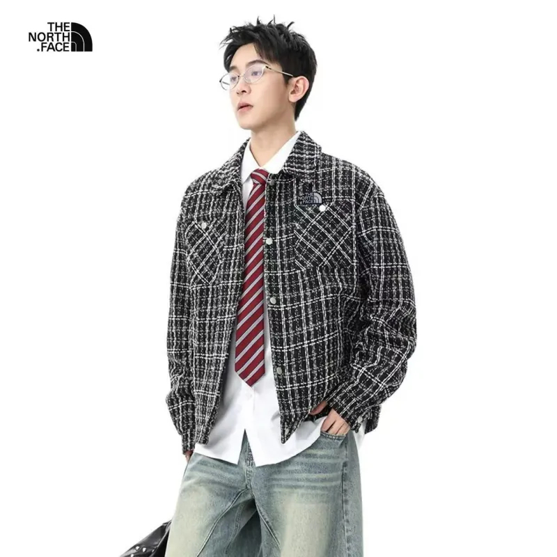 The North Face ザ・ノース・フェイス海外版25ss 新作ツーカラーヘビーワークウェアウォッシュドスモールシャネルチェックシャツジャケット ブラック ホワイト