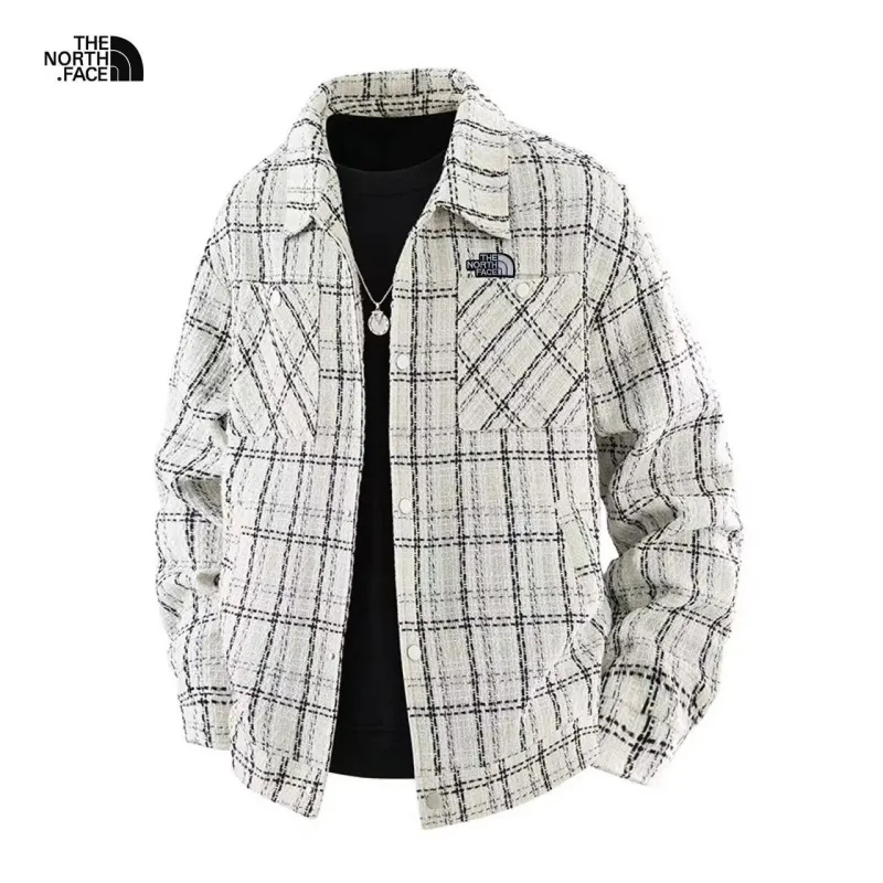 The North Face ザ・ノース・フェイス海外版25ss 新作ツーカラーヘビーワークウェアウォッシュドスモールシャネルチェックシャツジャケット ブラック ホワイト