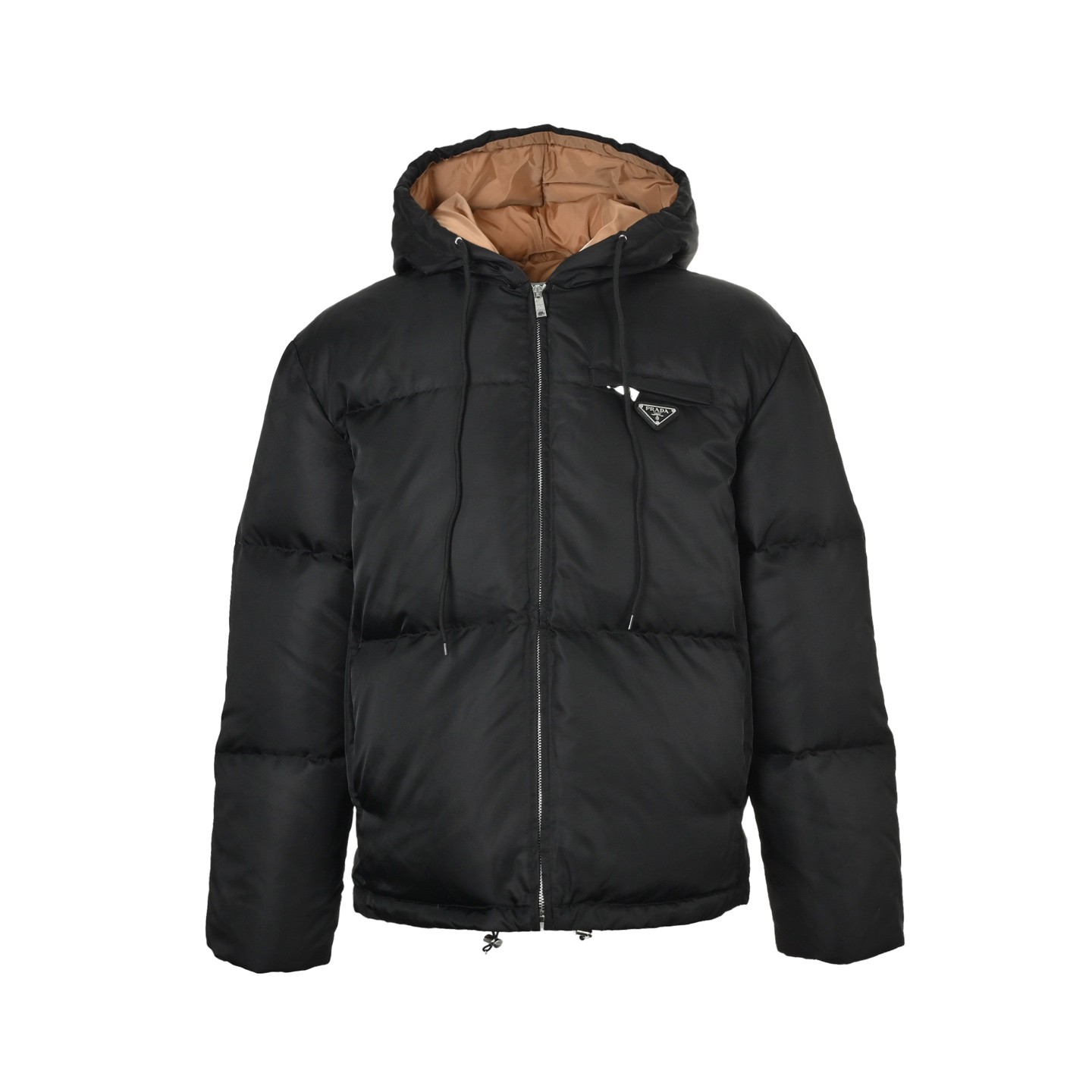 PRADA プラダ ナイロンジッパーカラーコントラストフーデッドダウンジャケット