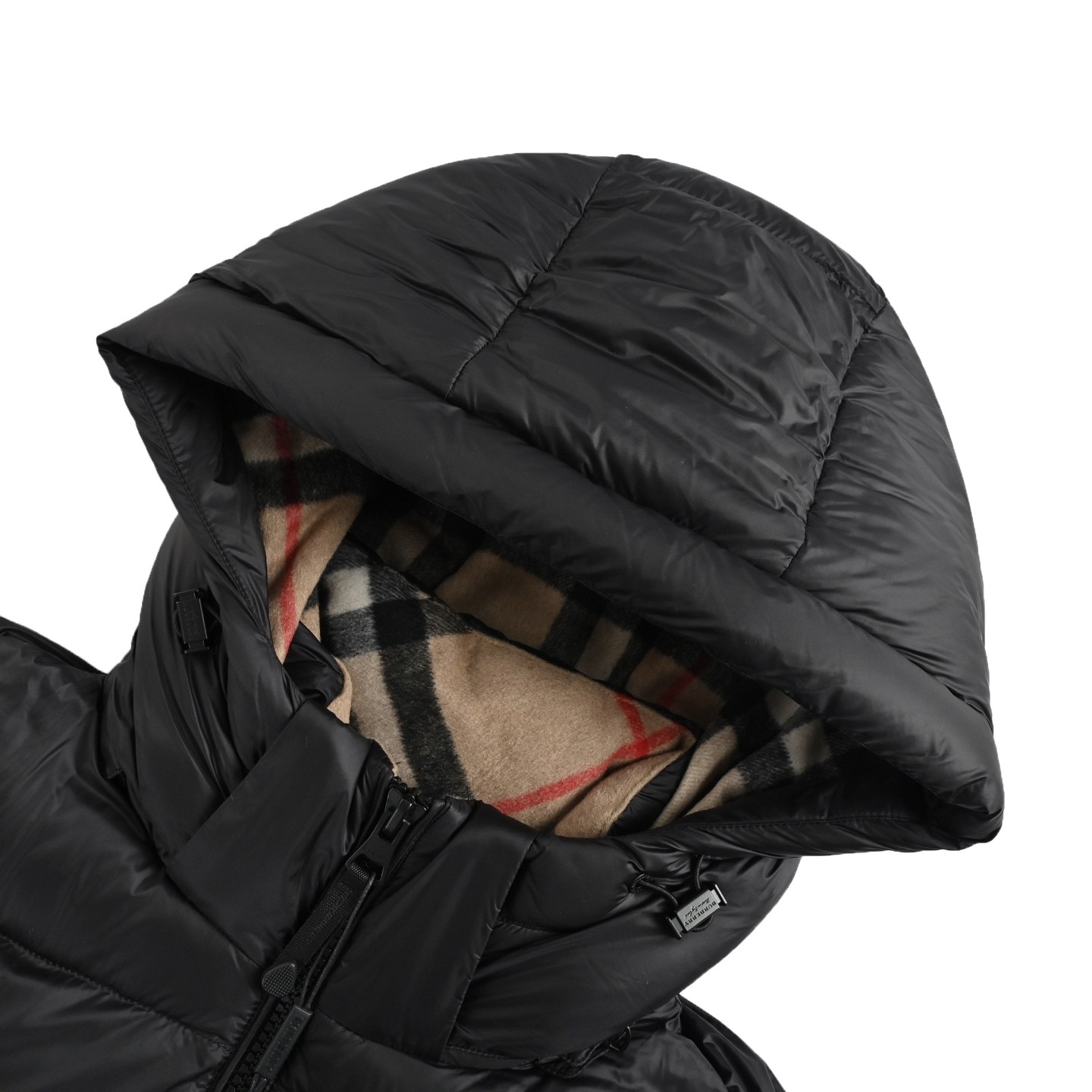 Burberry バーバリー 25FW新作 グレンチェックフードダウンジャケット ブラック