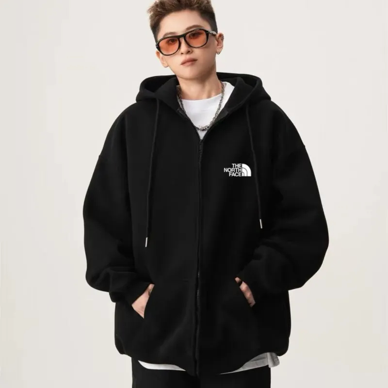 The North Face ザ・ノース・フェイスの万能ドロップショルダーワイドスウェットシャツフード付きチャイニーズコットンカーディガンジャケット