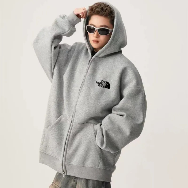 The North Face ザ・ノース・フェイスの万能ドロップショルダーワイドスウェットシャツフード付きチャイニーズコットンカーディガンジャケット