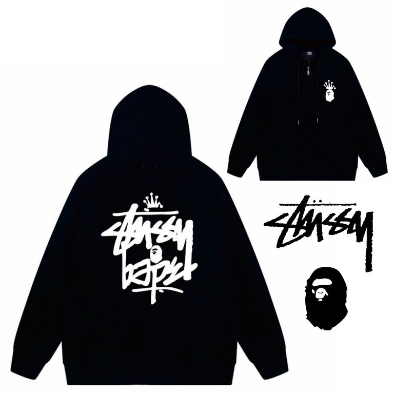 STUSSY X BAPE Co-branded crown hoodie（ユニセックス）