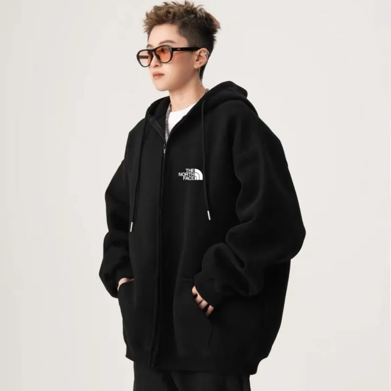 The North Face ザ・ノース・フェイスの万能ドロップショルダーワイドスウェットシャツフード付きチャイニーズコットンカーディガンジャケット