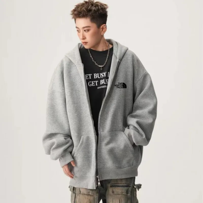 The North Face ザ・ノース・フェイスの万能ドロップショルダーワイドスウェットシャツフード付きチャイニーズコットンカーディガンジャケット