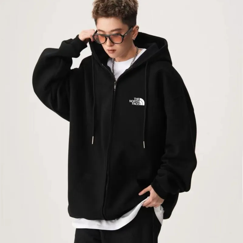 The North Face ザ・ノース・フェイスの万能ドロップショルダーワイドスウェットシャツフード付きチャイニーズコットンカーディガンジャケット