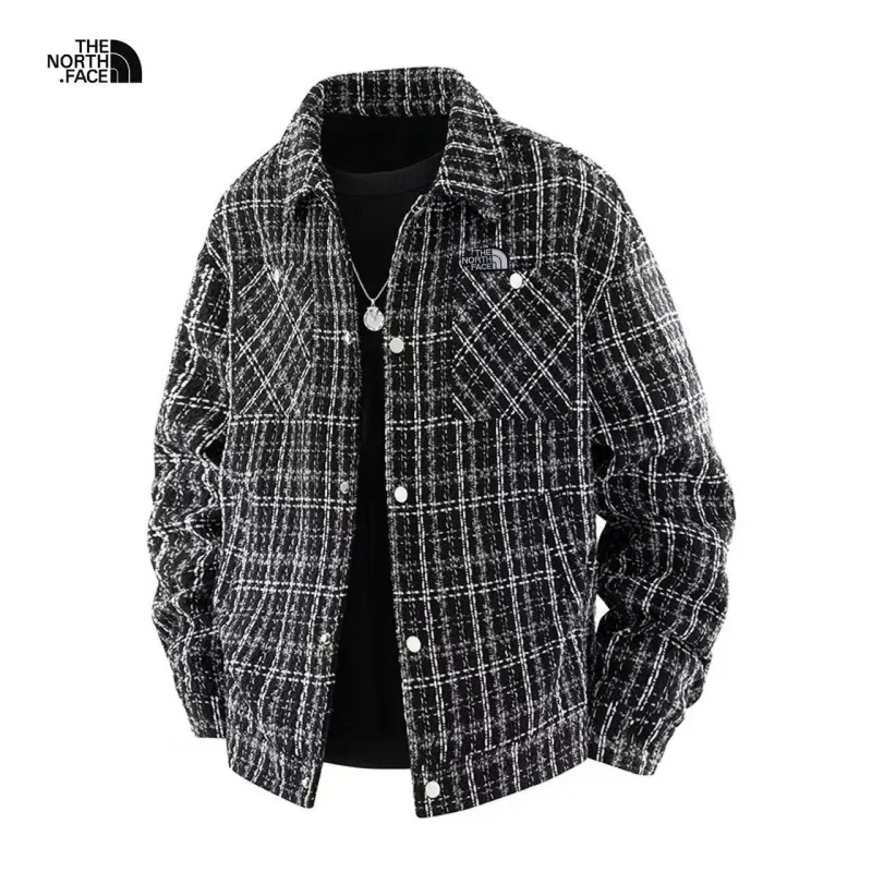 The North Face ザ・ノース・フェイス海外版25ss 新作ツーカラーヘビーワークウェアウォッシュドスモールシャネルチェックシャツジャケット ブラック ホワイト
