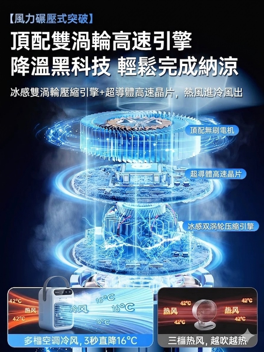 【山水SANSUI】四核微米冰霧迷你小空調