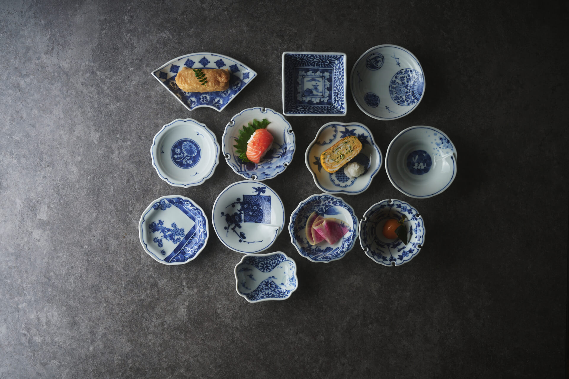 染付絵変わり小皿、小付